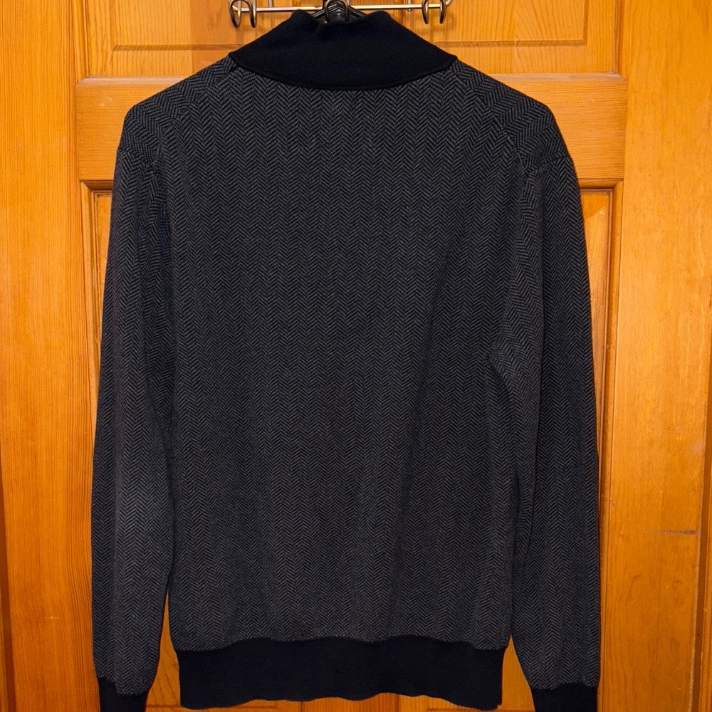 J. Crew Factory Men's Black and Gray Zip-Up Sweater - Picture 2 of 3